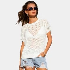 Cupshe White Crochet Swim Coverup